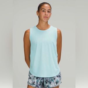 NWT! Lululemon High Neck Split Hem Run Tank - Icing Blue